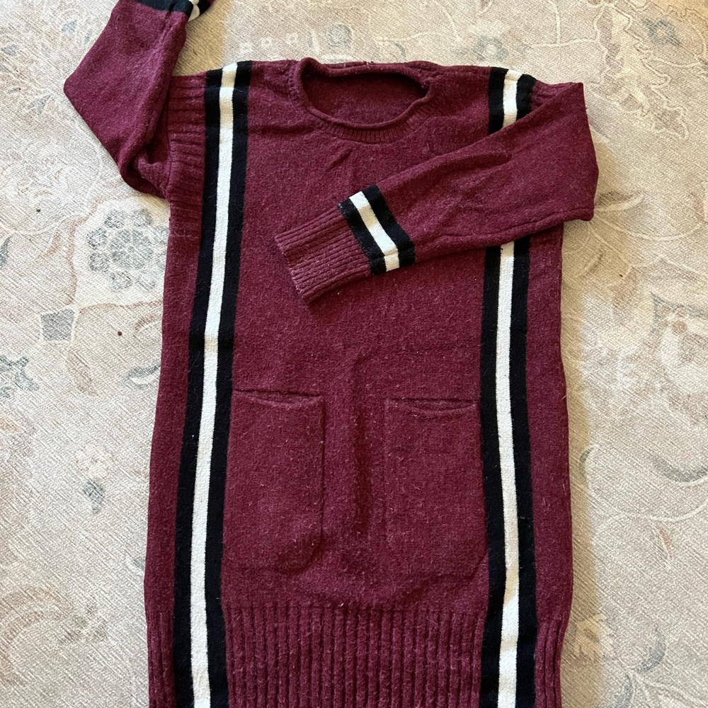 Red striped kids sweater dress